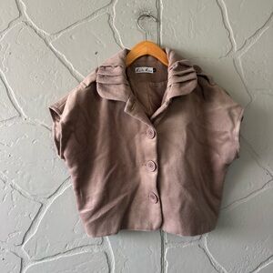 Lexia Lena Cropped Jacket Women’s Small – Mauve Short Sleeve Button Front